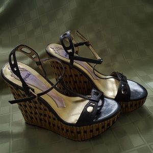 HaleBob "bamboo-look" wedge heels